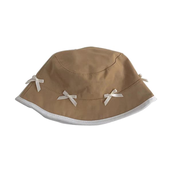 Børnefiskerhat med sløjfe, forårshat, udendørs rejsehat, babysolhat, khaki
