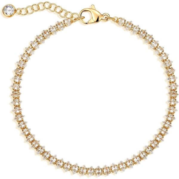 Armbånd for kvinner 14K gullbelagt kjede enkelt smykke søtt for jenter Tennis Chain Marquise 2 Layer Satellite Chain