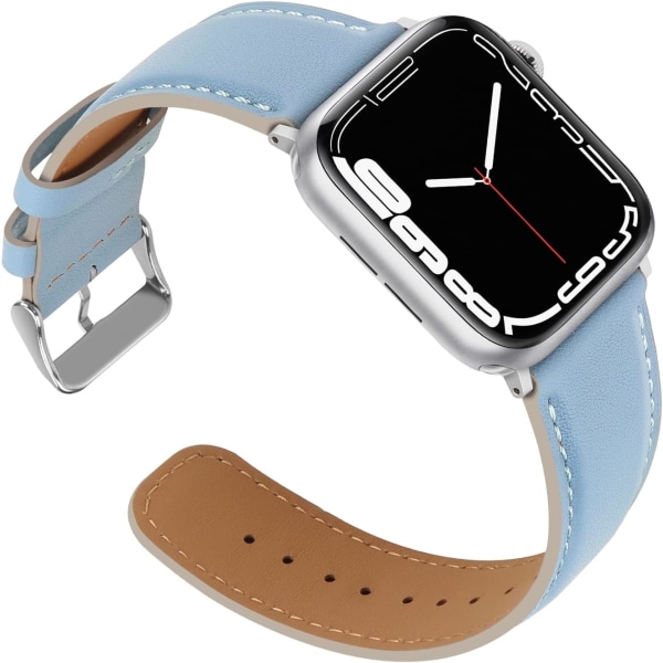 Remmar kompatibla med Apple Watch-rem 45mm 44mm 42mm 41mm 40mm 38mm, dam- och herrremmar i läder, ersättningsband kompatibla med iWatch Series 7 Sierra Blue 41mm/40mm/38mm