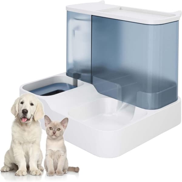 Foder- og vanddispenser til kæledyr, automatisk tyngdekraft til katte og små hunde Blue