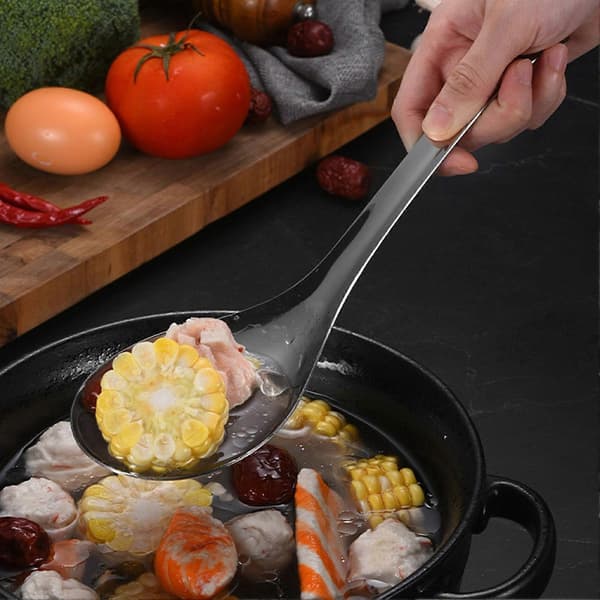 Tykk stor serveringsskje - Dypt hode for suppe og ris - For hjem og restaurant - Speilpolert B M