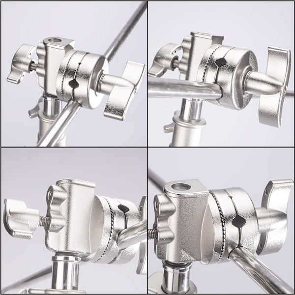 Multifunksjonell kraftig grephode svingbart hodeholder grep klemme monteringsadapter for lysstativ, forlengelsesbomarm og annet fotografisk utstyr Clamp