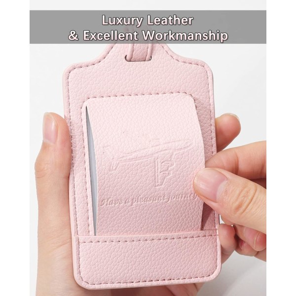 3-pak bagagemærker til kufferter, bagagemærker, mikrofiberlæder, stærke, holdbare, synlige, rejsemærker til bagage, rejsetilbehør, Lig Lichee Light Pink 2.7 x 4.2 inch/6.8 x 10.7 cm