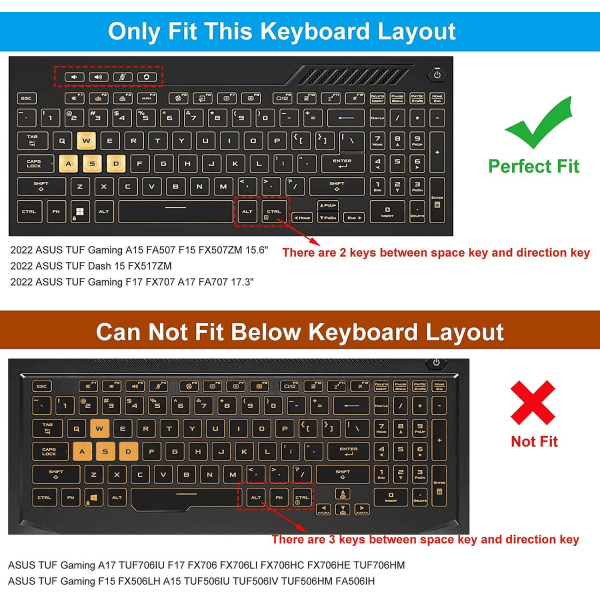 Keyboard Cover For 2022 Asus Tuf Dash 15 15.6" Fx517zm Fx517zm-as73, Tuf Gaming F15 Fx507zm-es74, Tuf Gaming F17 Fx707 Fx707zm 17.3", Asus Tuf A15 A17