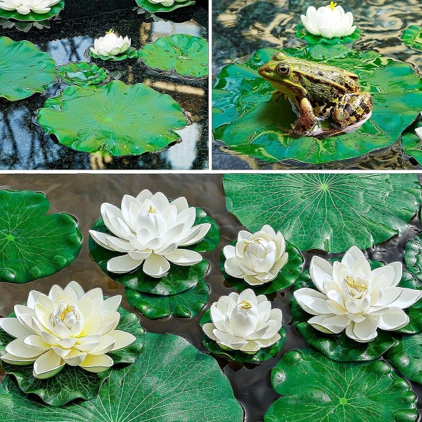 5 stk flytende vannliljer, kunstig vannlilje, skum lotusblomst flytende dekorasjoner, kunstig vannlilje for fiskebolle, flytende skum vannliljer
