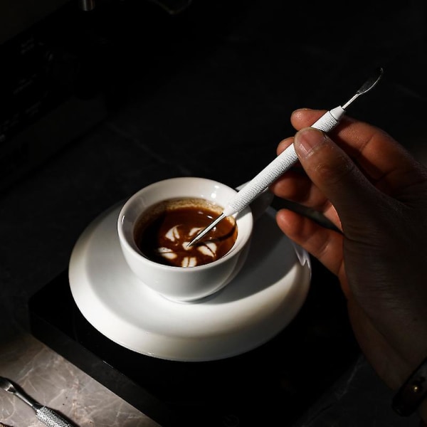 Ruostumattomasta teräksestä valmistettu Coffee Art -kynä Latte Pull Flower -neula Cappuccino Espresso Kahvi Sisustus Latte Art Kynä