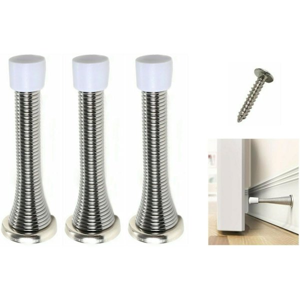 Veggmontert kromfjærdørstopper fjærstopperlistfotbuffer (10-pakning) Pack of 10