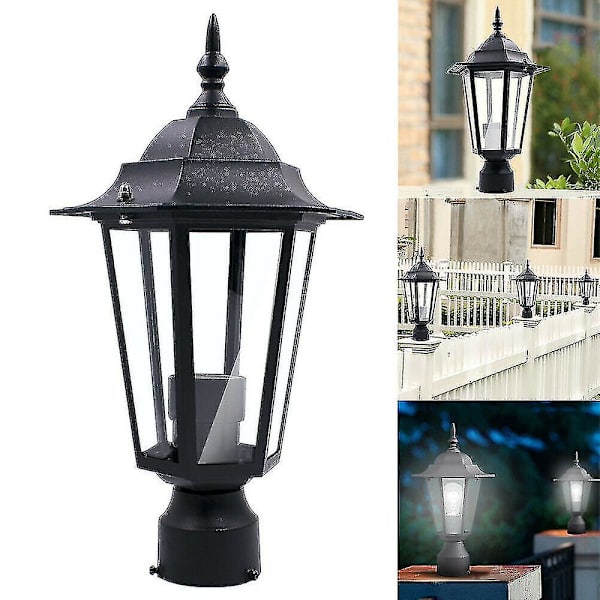 Post Pole Light Udendørs Have Terrasse Indkørsel Gård Lanterne Lampe Sort Top