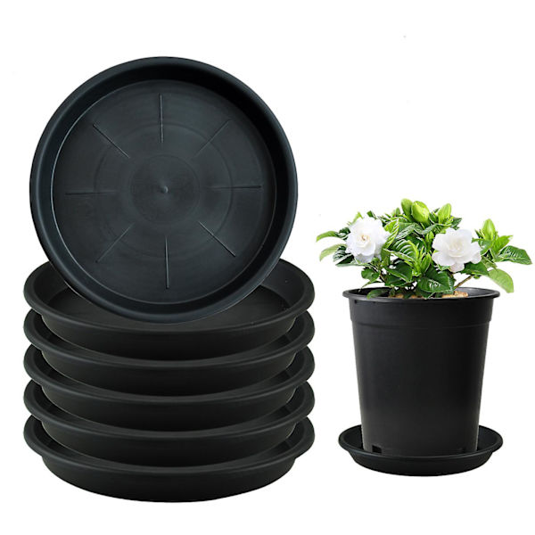 6 st runda blomkruksfat i terrakottafärg 19 cm - Plastblomkruksunderlägg - Krukfat - Runt blomkruksunderlägg