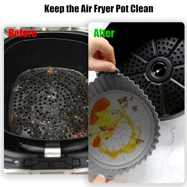 Airfryer Silikonform, 2-pack återanvändbara Airfryer-foder, Airfryer-tillbehör, Köktillbehör Ersättning för engångs pergamentpappersfoder