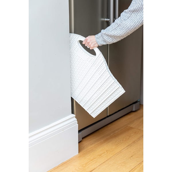 Rattan-kudottu taittuva vaate- ja pyykkikori, valkoinen, 38 litraa White 38 Litre