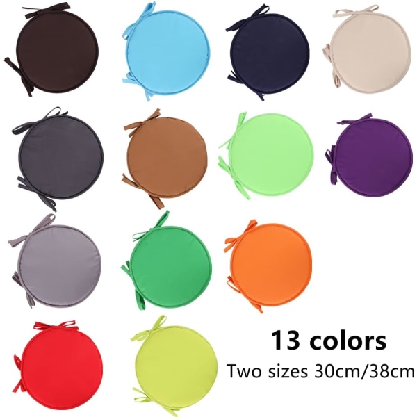 Värikkäät sisä-/ulkotuolipehmusteet Pyöreät istuintyynyt Puutarha Patio Kotityynyt - Halkaisija 30cm/38cm, Patiohuonekalujen tyynynpäällinen, Pyöreä istuin Brown 38cm