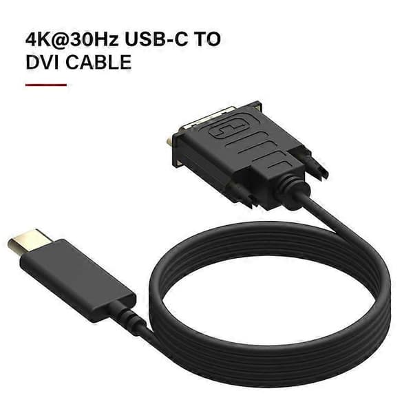 USB C til DVI kabel 4K@30Hz 1.2M USB Type-C til DVI han