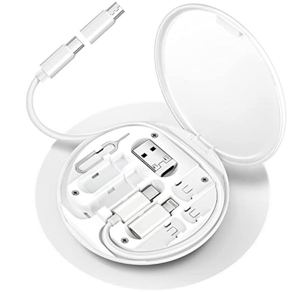 Multifunktionel datakabelopbevaringsboksadapter til Lightning-, USB-C- og Micro-USB-enheder Universelt dataoverførselskabel