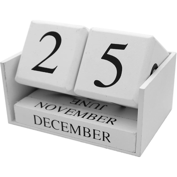 Tretre skrivebords kalender 2022-2023, permanent daglig blokk kalender måned dato display (hvit) (yu-b)