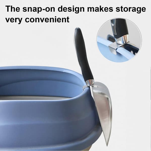 Slitesterk kattedo-spade i metall - med perforert spade - for hygiene Silver