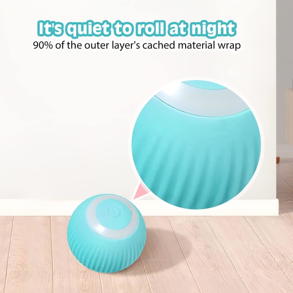 Elektrisk katteball med LED-lys, 360 selvrullende ballleketøy, usb oppladbar automatisk rulleballleketøy for katter