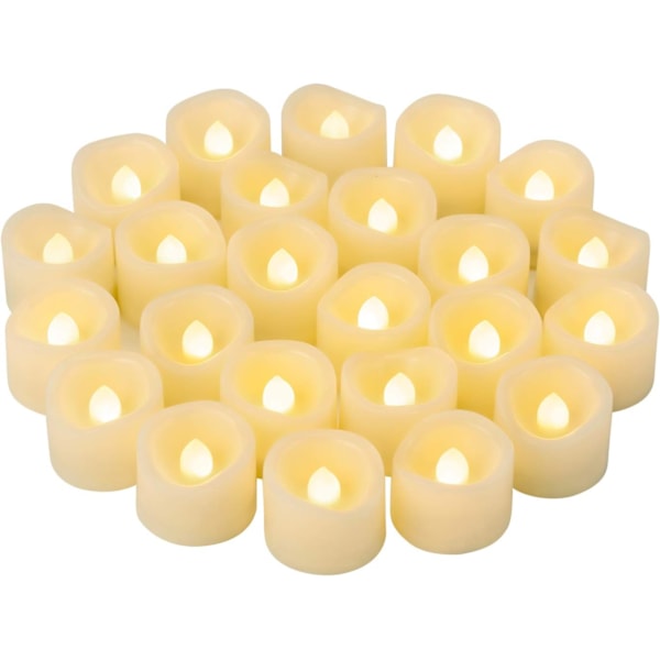 24 stk. LED Flammeløse Flimrende Teelys Votivlys Batteridrevet/Elektrisk Flimrende LED Teelys Bulk Falske Lys til Halloween Jul