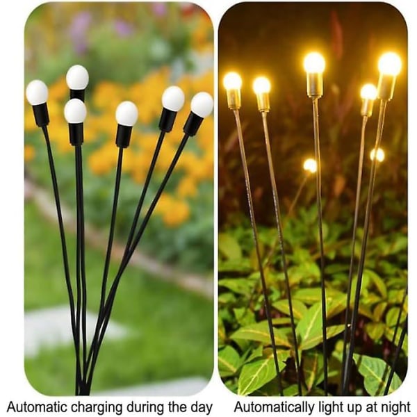 4 stk dekorative solcelledrevne hagelys, 8 LED utendørs solcellelamper ildfluer, sollading, hagedekorasjoner, vanntett uteplass, plen og hagelys