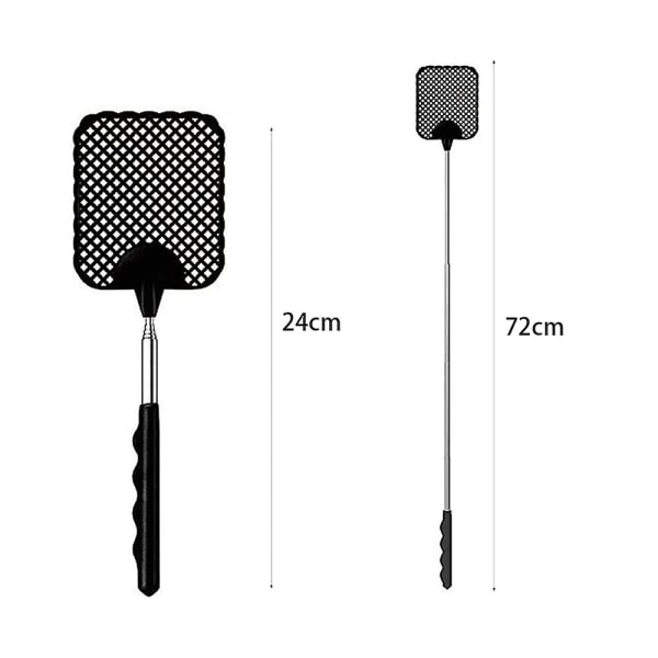 Retractable Fly Swatter (musta + punainen), Retractable Fly Swatter, Kestävä ja tukeva teleskooppikahva, Kevyt manuaalinen tuholaistorjunta