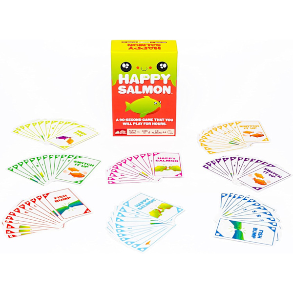Eksploderende kattunger - Et spill med katt og munn - Kortspill for voksne, tenåringer og barn - Morsomme familiespill og Happy Salmon av - Kortspill for voksne, tenåringer og barn + Happy Salmon by Exploding Kittens Single