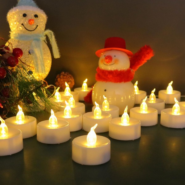 12 pakke led stearinlys (hvidt hus, varm hvid), flammefri, flimrende og klare fyrfadslys, 100+ timers elektrisk lys