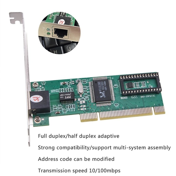 Rtl8139d Pci Ethernet nettverkskort for stasjonær datamaskin Støtte 10/100mbps