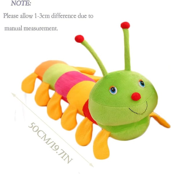 50 cm Caterpillar plyslegetøj, farverig Caterpillar plyslegetøj børnepude