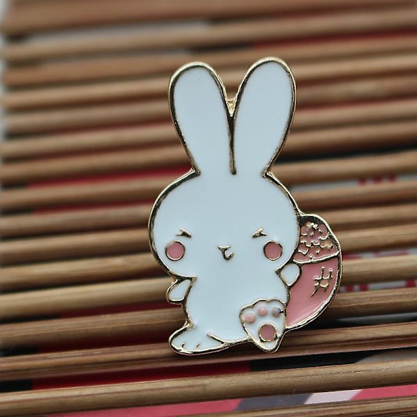 5 stk. søde kanin kat metal emalje pin badges, jeans tøj taske dekoration