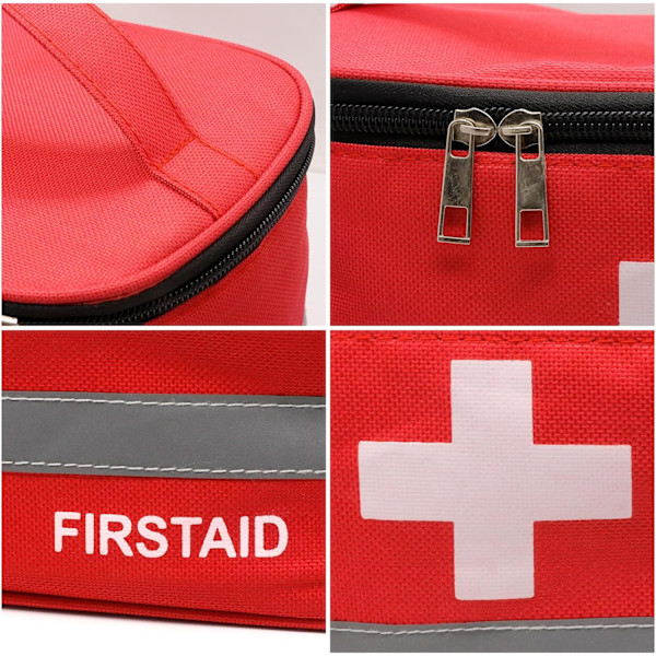 Tomt Första Hjälpen-kit för Hemmet, Utomhusresor, Bil, Camping, Vandring, 26 x 14 x 14 cm, Portabel Förvaringsväska