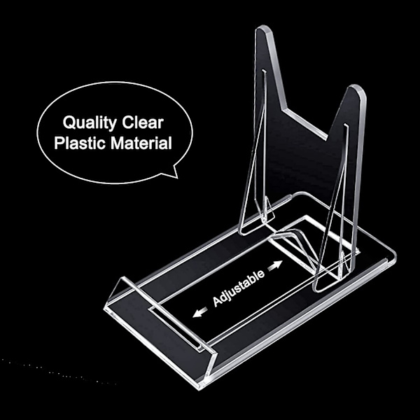 Akrylpladeholdere, Mini gennemsigtige plastdisplayholdere Justerbare billedplade staffelier Stativer til visning af flade plader, fotos, bordkort (4 stk., Tran