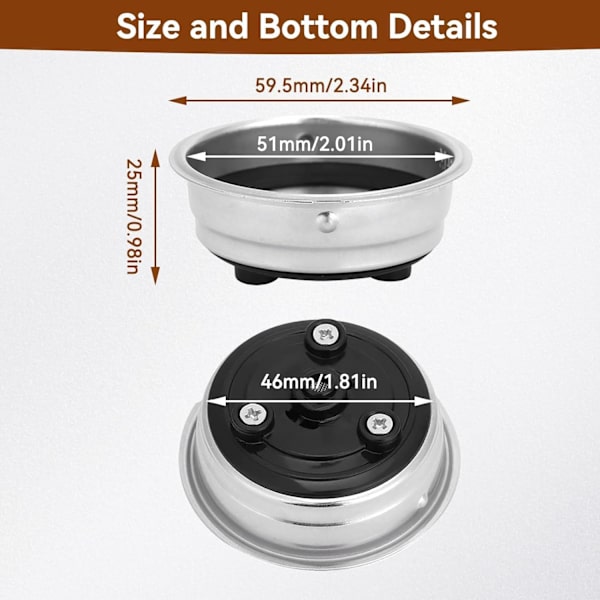 1 Kupin 51mm Kahvinsuodatin, Irrotettava Ruostumaton Teräs Espressokeitin Portafilter Tarvikkeet Kotiin ja Toimistoon #1