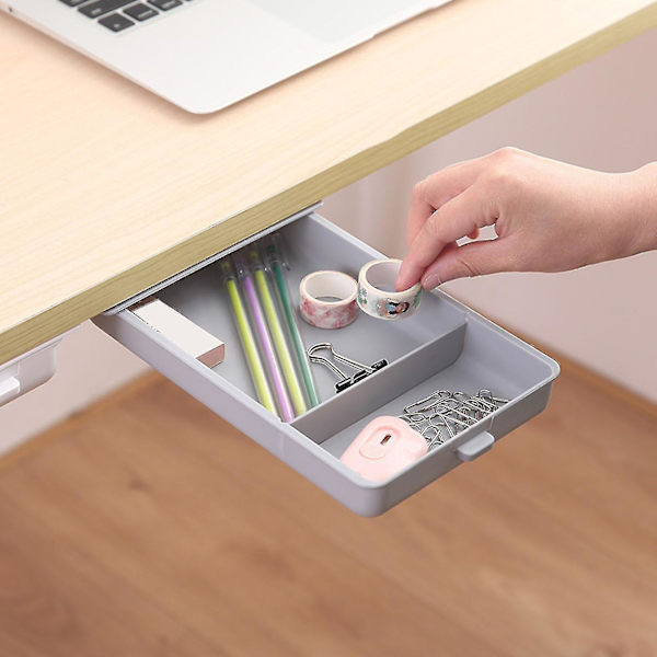 Under Desk Oppbevarings Skuff Selvhheftende Organizer Boks For Kontor Skole Hjem