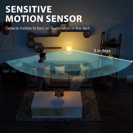 2 x sokkellampe med bevegelsessensor - plug-in LED-lampe - nattlys - varmt lys - dimbar