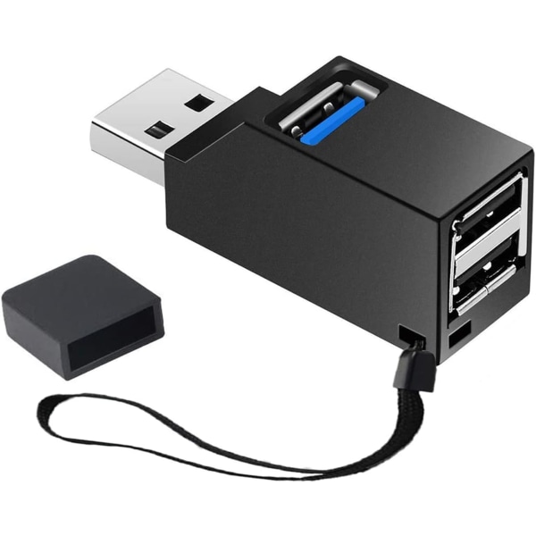 USB-hub, Mini USB 3.0-hub, 3-port hub (2 USB 2.0 + USB 3.0), adapter med høj hastighed til udvidelse til pc, bærbar computer, stationær computer, XPS, Macbook, Surface Pro, USB A A