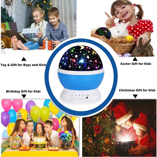 Lys til Børn, Stjerne Natlys Projektor til Børneværelse, Glød i Mørket Stjerner, Julegave Fødselsdag Gaver til Børn, Lys Lampe Sensorisk Æstetisk R Blue Night Light