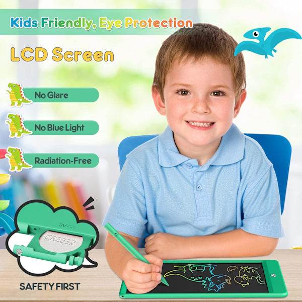 LCD-ritplatta, Doodle Board-leksaker, presenter för 3-8 år gamla flickor pojkar, 10 tum färgglad elektronisk ritplatta för barn, presenter för småbarn Wonderful Green 10 Inch