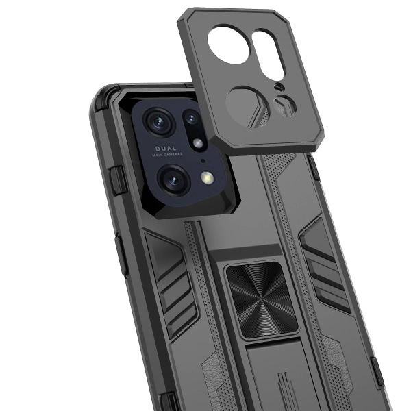 For Oppo Find X5 Pro Faldsikkert Stødsikkert Hårdt Pc Blødt Tpu Cover Slim Fit Kickstand Telefon Etui