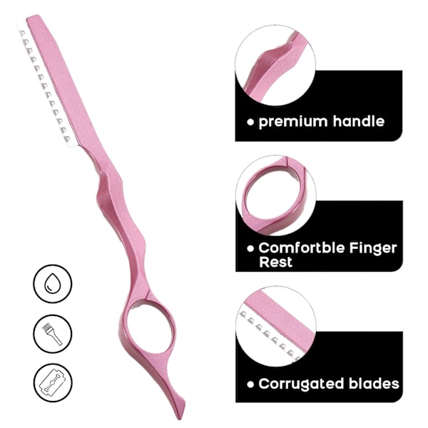 Hårstyling Rakblad Tunnande Kam Professionell Hårtrimmer Hårsax Texturerande Rakblad Hårsaxverktyg för Salong Hemanvändning (Rosa) pink