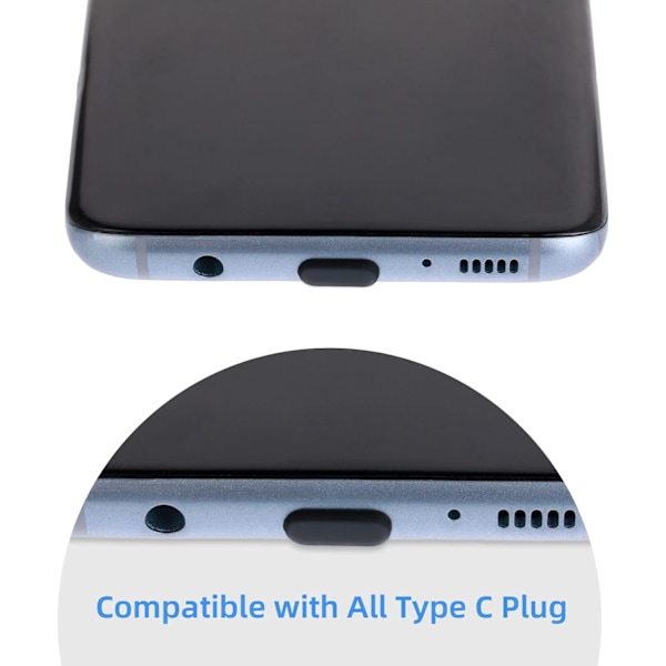 Pölypistokesarja, Silikoni USB C -kuulokeliitäntä Pölysuojahatut Latausportin kansi Type-C Pölysuojat Tulppa Älypuhelimelle Läppärille (Musta-25 kpl