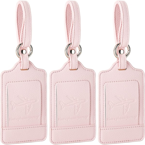 3-pak bagagemærker til kufferter, bagagemærker, mikrofiberlæder, stærke, holdbare, synlige, rejsemærker til bagage, rejsetilbehør, Lig Lichee Light Pink 2.7 x 4.2 inch/6.8 x 10.7 cm