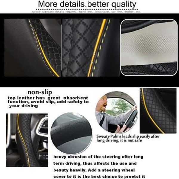 Gomass Bilstryrskydd, halkfritt, säkert, mjukt, andningsbart, kraftigt, tjockt, heltäckande, sportstil (svart med gul linje) Black with Yellow Line