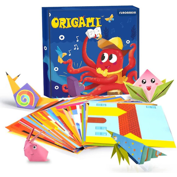 108 ark Origami-kit för barn, 54 mönster 3d tecknad origami med instruktionsbok för origami, origamipapper för självkonst och hantverksprojekt/leksaker