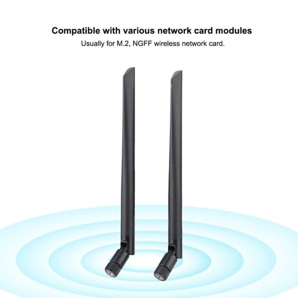 SALALIS netværkskabel SALALIS forbindelseskabel M.2/NGFF netværkskortkabel 2 stk. og 2x 6DBi antenne computerlagring
