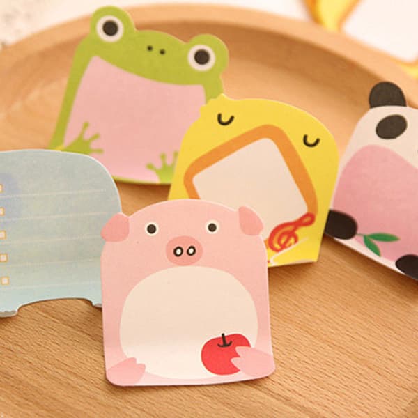 8 dyreformede mini-noter, kontor, sticky notes