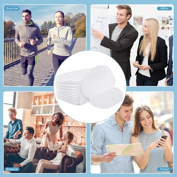 50 st armpads, svettpads för kvinnor och män, engångsarmpads för svettande kvinnor bekväma osmakade svettfria armhålor 5.1x3.54 Inch (Pack of 50)