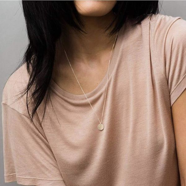 Fint lagdelt choker-kjede, håndlaget 14K gullbelagt Y-anheng kjede flerlags stangskive kjede justerbare lagdeling choker-kjede for kvinner 2PCS  Small Disc&Disc 3PCS  Chain&Bar&Hammered Disc