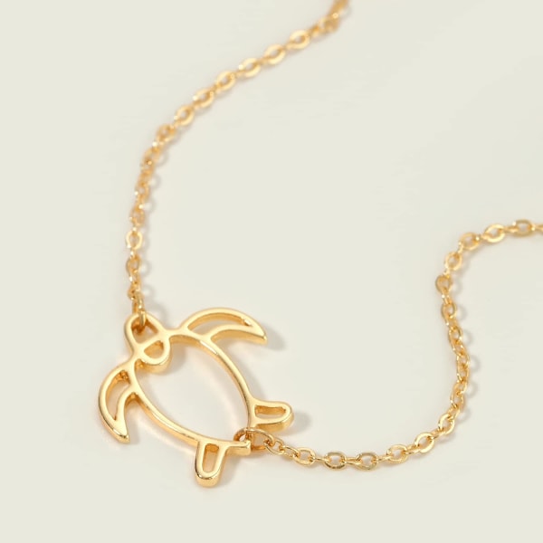 Armbånd for kvinner 14K gullbelagt delikat kjede enkelt smykke søtt for jenter Turtle 2 Layer Satellite Chain