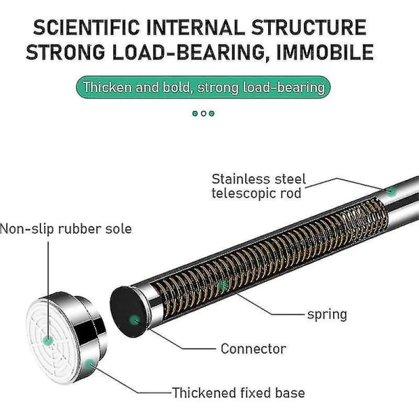 Teleskopisk dusjgardinstang 40-50cm rustfritt stål teleskopstang utvidbar ingen boring justerbar lengde for skap, bad, vinduer, dører