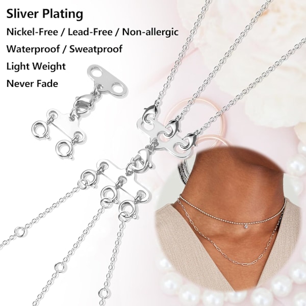 Halskæde Lagdeling Spænder, 2stk Multi Strands Rør Lås Halskæder Separator Spænder, Halskæder Lagdelt Spænder Armbånd Forbindelse 2 3 Strands Sterling SilverB